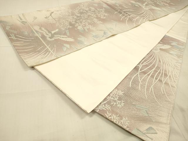 平和屋着物◎六通柄袋帯 唐織 舞扇鳳凰枝葉文 銀糸 正絹 逸品 DAAU4164cm
