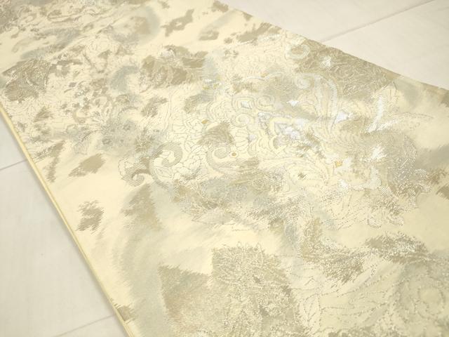平和屋着物◎六通柄袋帯 草花文 金銀糸 正絹 逸品 DAAU4175cm