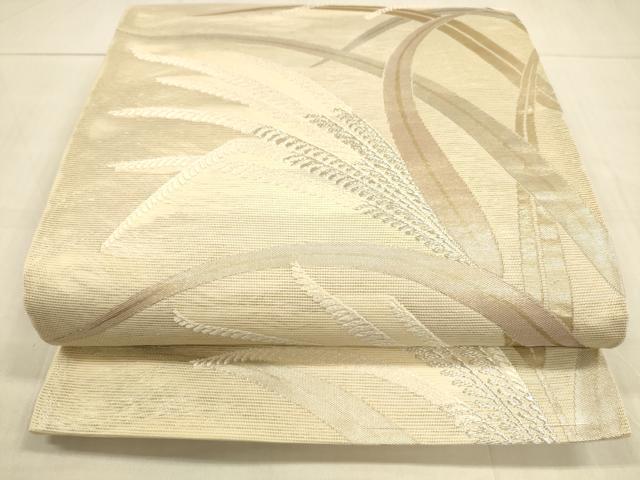 平和屋着物*夏物 六通柄袋帯 草葉文 金銀糸 正絹 逸品 DAAU4427cm