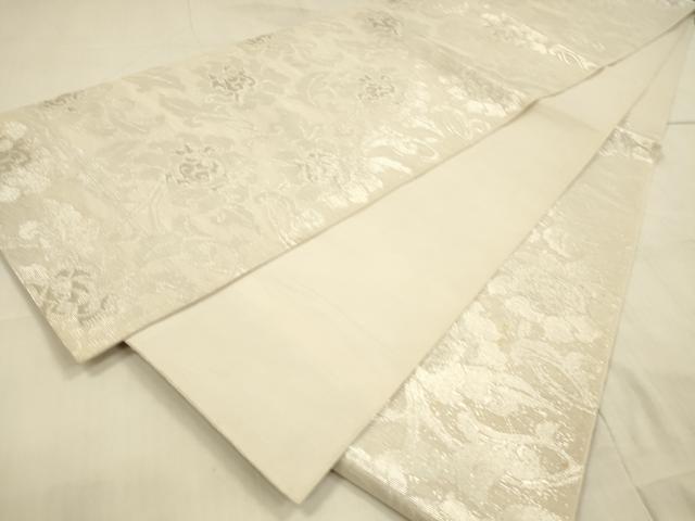 平和屋着物*夏物 六通柄 本袋帯 草花文 銀糸 正絹 逸品 DAAU4462cm