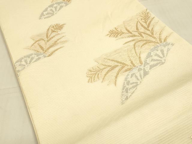 平和屋着物*夏物 六通柄袋帯 片輪車草葉文 金銀糸 正絹 逸品 DAAU4473cm