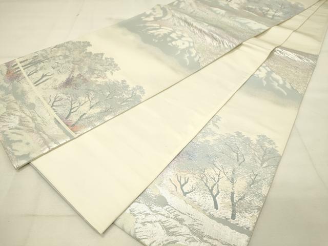 平和屋着物◎六通柄袋帯 樹林文 銀糸 正絹 逸品 DAAU4667qp