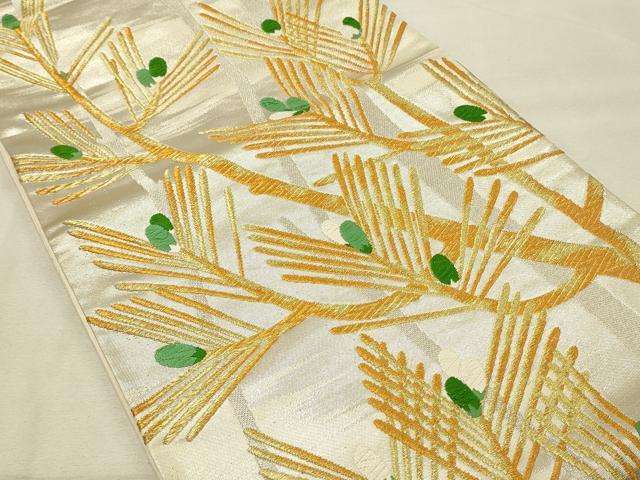平和屋着物◎六通柄袋帯 唐織 松葉文 金銀糸 正絹 逸品 DAAU4673qp