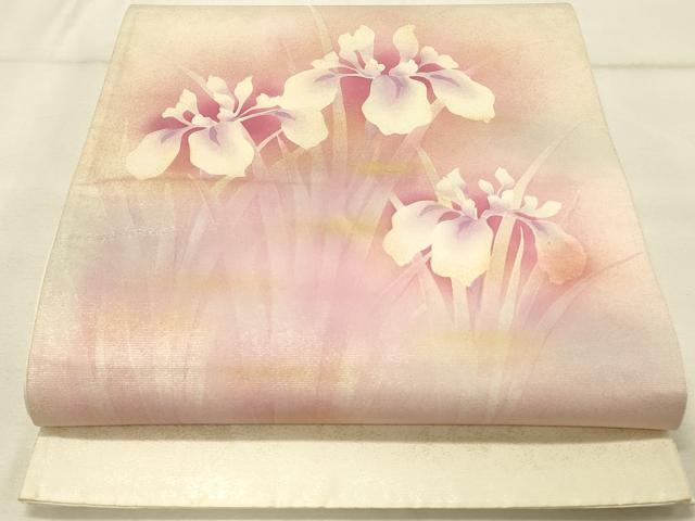 平和屋着物◎太鼓柄袋帯 作家物 杜若 金彩 正絹 逸品 DAAU4828qp