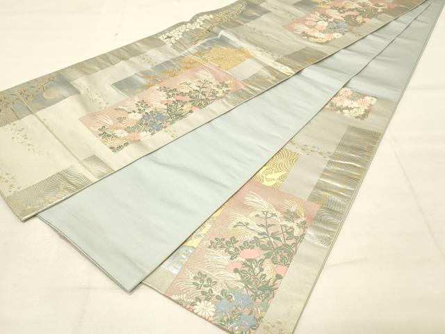 平和屋着物◎六通柄袋帯 飛鶴花文 金糸 正絹 逸品 DAAU4829qp