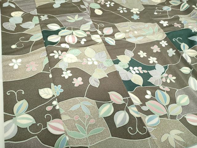 平和屋着物●上質な小紋 草花文 鬼しぼ縮緬 正絹 逸品 DAAU5020ps