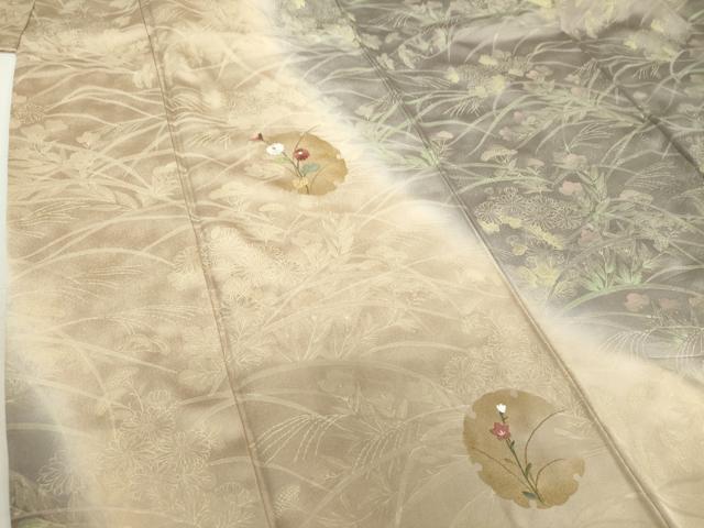 平和屋着物●訪問着 刺繍 雪輪花文 暈し染め 金彩 正絹 逸品 DAAU5054ps