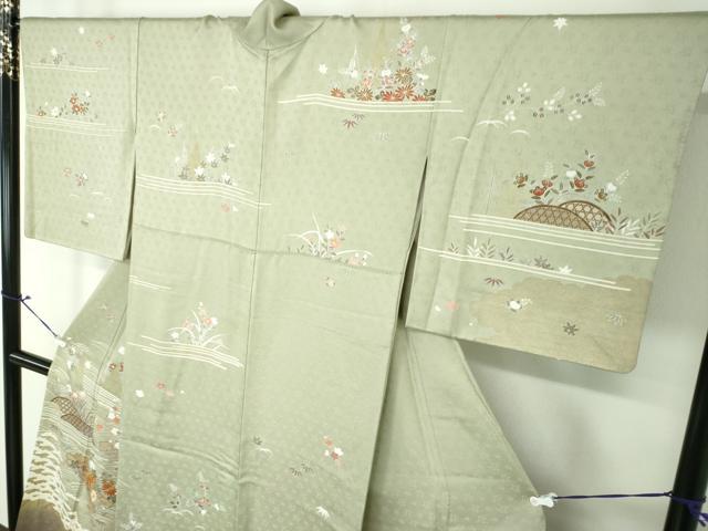 平和屋着物●訪問着 駒刺繍 花筏 浜松風景 暈し染め 金彩 正絹 逸品 DAAU5058ps