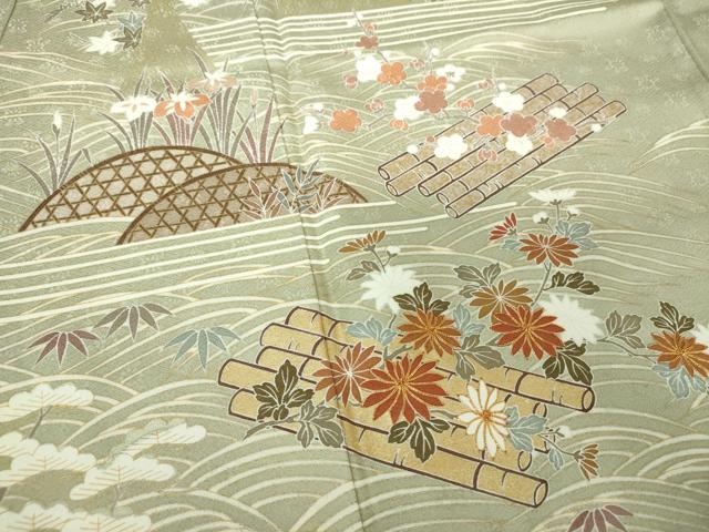平和屋着物●訪問着 駒刺繍 花筏 浜松風景 暈し染め 金彩 正絹 逸品 DAAU5058ps