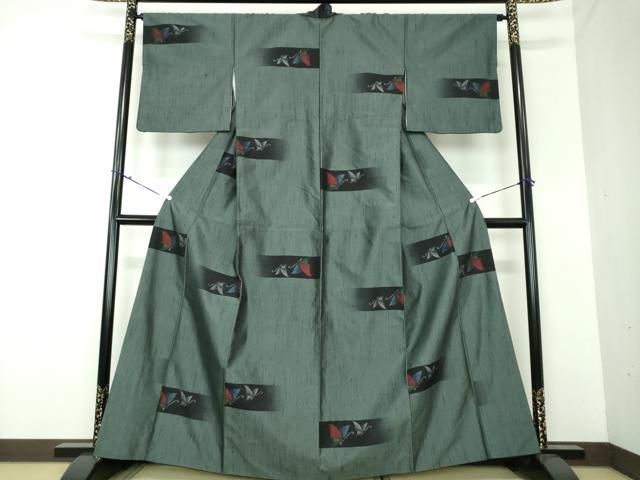 平和屋着物●上質な紬 舞蝶文 正絹 逸品 DAAU5081ps