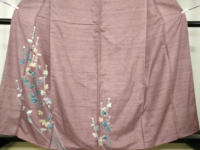 平和屋着物●訪問着 紬地 友禅 草葉文 正絹 逸品 DAAU5095ps