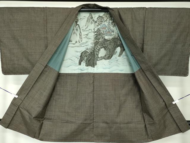 平和屋着物●男性 本場大島紬 アンサンブル 長羽織 100亀甲 総詰め 正絹 逸品 DAAU5114ps