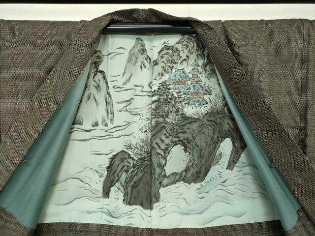 平和屋着物●男性 本場大島紬 アンサンブル 長羽織 100亀甲 総詰め 正絹 逸品 DAAU5114ps