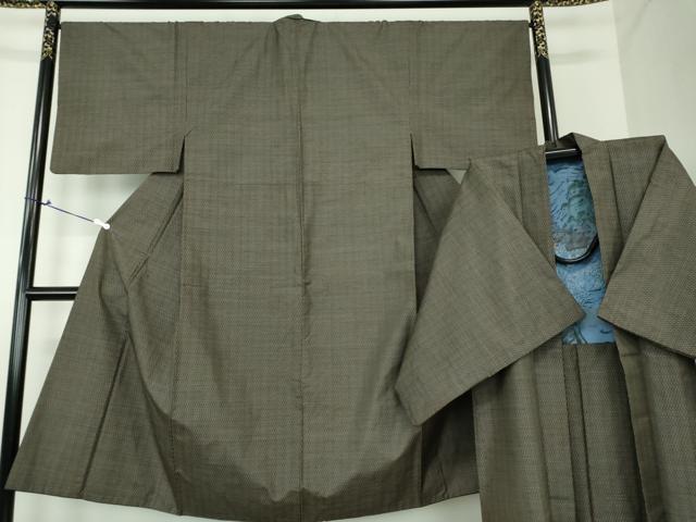 平和屋着物●男性 本場大島紬 アンサンブル 長羽織 亀甲柄 正絹 逸品 DAAU5121ps