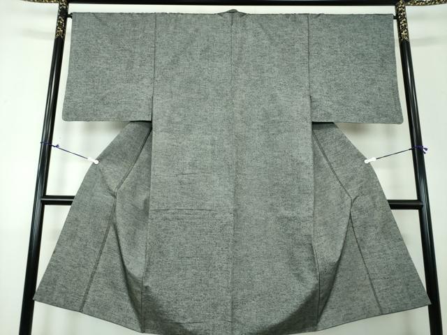平和屋着物●男性 銀座もとじ 紬 アンサンブル・長襦袢(袷)セット 濃灰色 たとう紙付き 正絹 逸品 DAAU5124ps