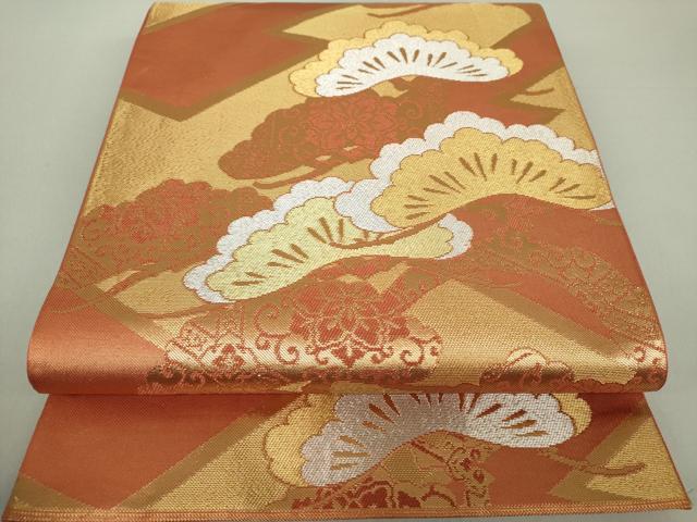 平和屋着物●西陣 川島織物 六通柄 本袋帯 吉祥花松文 金銀糸 正絹 逸品 DAAU5175ps