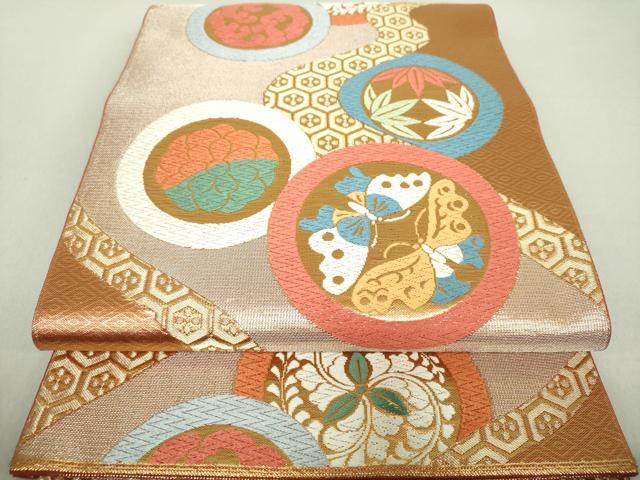 平和屋着物●西陣 川島織物 六通柄 本袋帯 唐織 吉祥舞蝶花丸文 金糸 正絹 逸品 未使用 DAAU5176ps