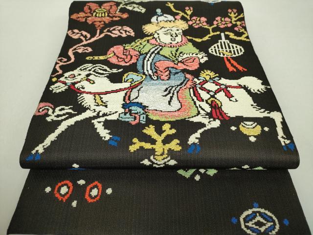 平和屋着物●龍村平蔵製 六通柄 本袋帯 人形手錦 金銀糸 正絹 逸品 DAAU5177ps