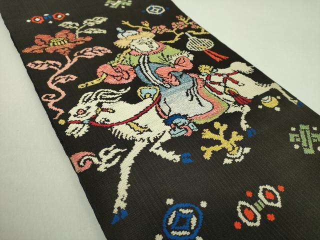 平和屋着物●龍村平蔵製 六通柄 本袋帯 人形手錦 金銀糸 正絹 逸品 DAAU5177ps