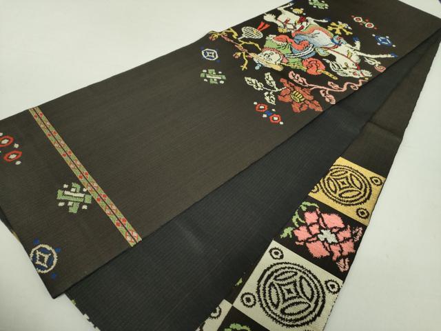 平和屋着物●龍村平蔵製 六通柄 本袋帯 人形手錦 金銀糸 正絹 逸品 DAAU5177ps