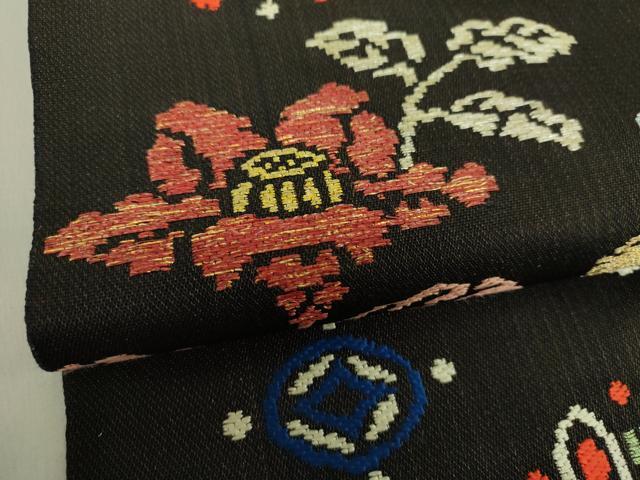 平和屋着物●龍村平蔵製 六通柄 本袋帯 人形手錦 金銀糸 正絹 逸品 DAAU5177ps
