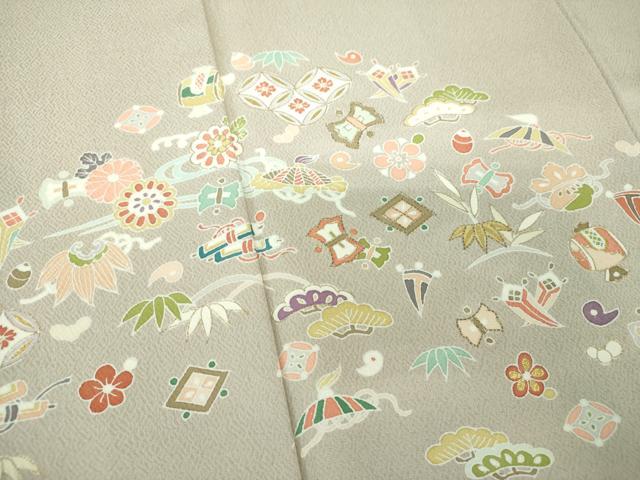 平和屋着物●訪問着 駒刺繍 宝尽くし花文 金彩 正絹 逸品 DAAU5183ps
