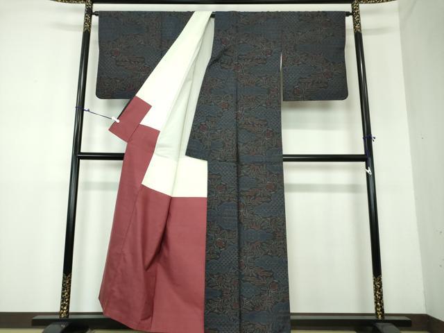 平和屋着物●本場大島紬 雲取り花文 正絹 逸品 DAAU5192ps