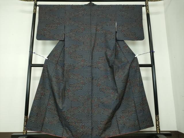 平和屋着物●本場大島紬 雲取り花文 正絹 逸品 DAAU5192ps