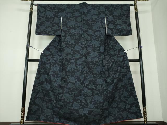 平和屋着物●上質な紬 草花文 正絹 逸品 DAAU5274ps