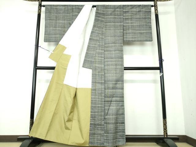 平和屋着物●上質な紬 格子 正絹 逸品 DAAU5286ps