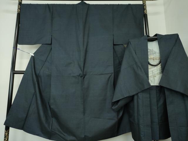 平和屋着物●男性 本場大島紬 アンサンブル 長羽織 亀甲柄 正絹 逸品 DAAU5289ps