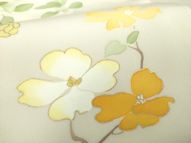 平和屋着物●塩瀬 九寸名古屋帯 枝花文 金彩 正絹 逸品 未使用 DAAU5321ps