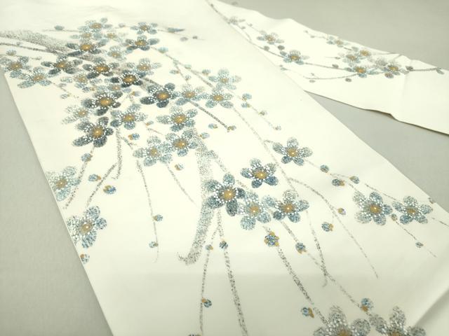 平和屋着物●塩瀬 九寸名古屋帯 渓雲作 枝垂れ梅 金彩 正絹 逸品 DAAU5323ps