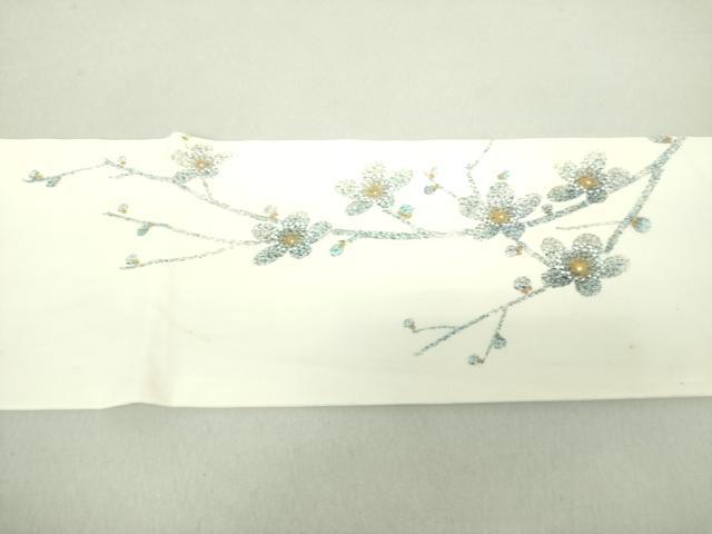 平和屋着物●塩瀬 九寸名古屋帯 渓雲作 枝垂れ梅 金彩 正絹 逸品 DAAU5323ps