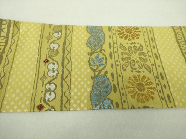平和屋着物●九寸名古屋帯 横段花文 金銀糸 正絹 逸品 DAAU5381ps