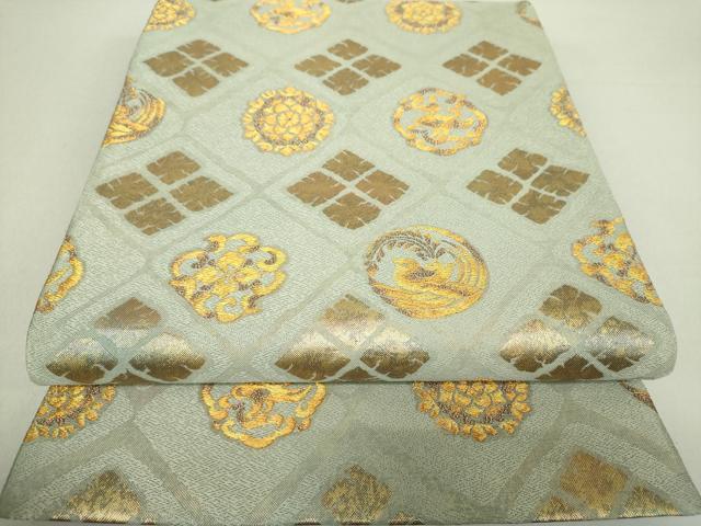 平和屋着物●六通柄袋帯 花鳥丸文 金糸 正絹 逸品 DAAU5434ps