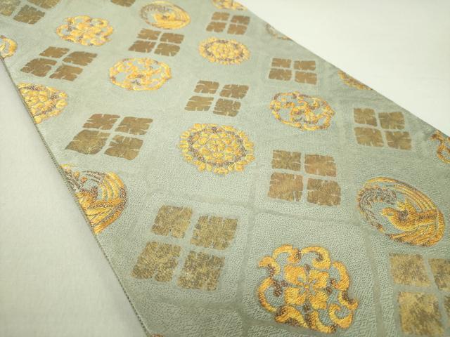平和屋着物●六通柄袋帯 花鳥丸文 金糸 正絹 逸品 DAAU5434ps