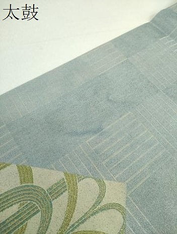 平和屋着物●太鼓柄袋帯 菱取笹文 金糸 正絹 逸品 DAAU5443ps