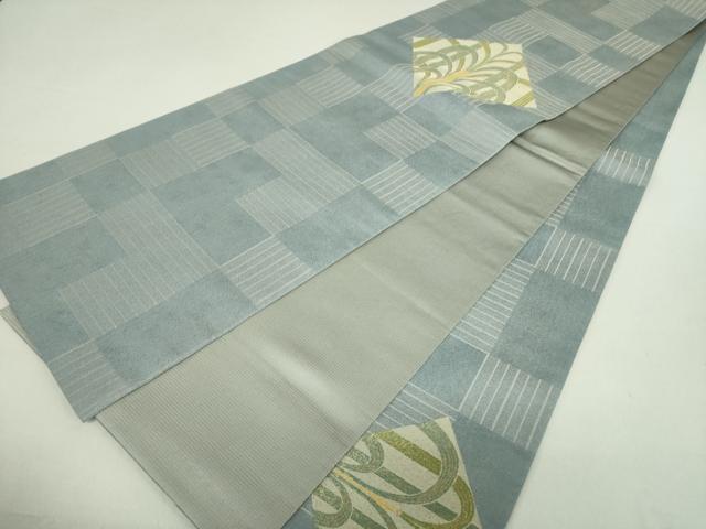 平和屋着物●太鼓柄袋帯 菱取笹文 金糸 正絹 逸品 DAAU5443ps