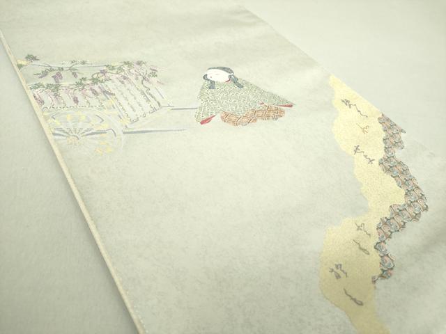 平和屋着物●加賀友禅の巨匠 初代 由水十久 西陣 長嶋成織物 ながしま帯 太鼓柄袋帯 葵祭 瀞銀錦 共箱付き 逸品 DAAU5447ps