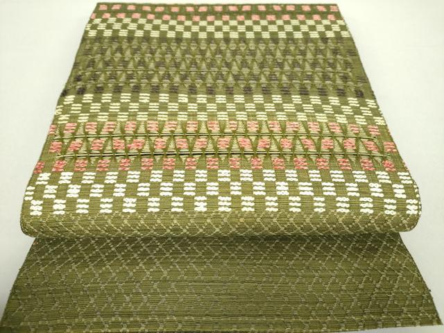 平和屋着物▽八寸名古屋帯 スリーシーズン帯 春 夏 秋 もじり織 横段文 正絹 逸品 DAAU5457ps
