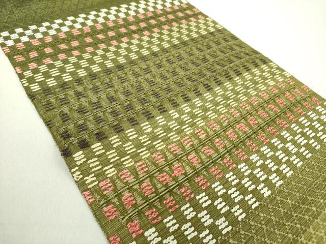 平和屋着物▽八寸名古屋帯 スリーシーズン帯 春 夏 秋 もじり織 横段文 正絹 逸品 DAAU5457ps