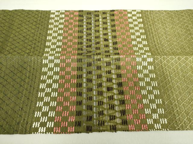 平和屋着物▽八寸名古屋帯 スリーシーズン帯 春 夏 秋 もじり織 横段文 正絹 逸品 DAAU5457ps