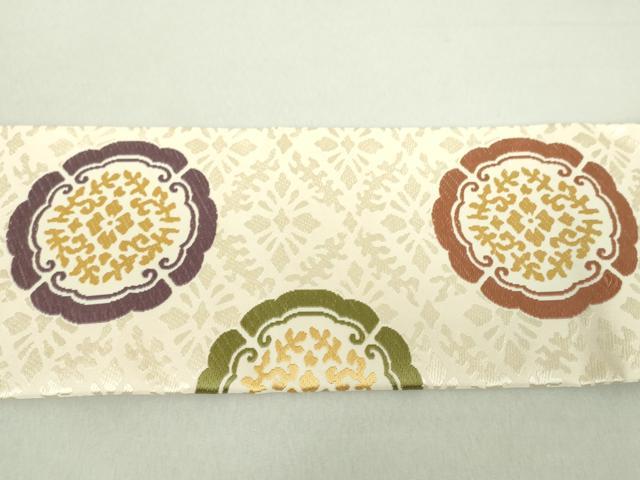 平和屋着物●俵屋 人間国宝 喜多川平朗 有職織物 創作 九寸名古屋帯 唐織 花丸文 正絹 逸品 DAAU5501ps