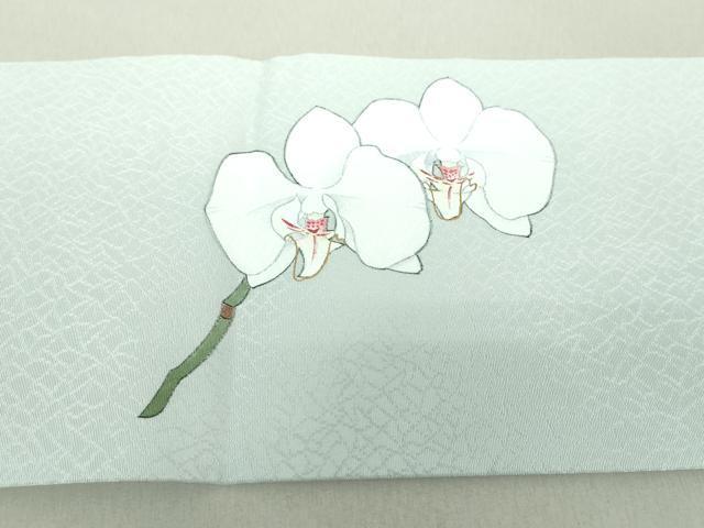平和屋着物●九寸名古屋帯 松浦道治 手描き 胡蝶蘭 金彩 正絹 逸品 DAAU5504ps
