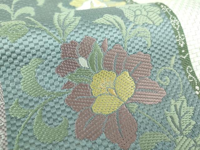 平和屋着物●本場筑前博多織 八寸名古屋帯 更紗花間道 金糸 正絹 逸品 未使用 DAAU5507ps