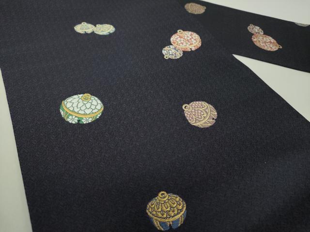 平和屋着物●九寸名古屋帯 京こばな 鈴花文 金糸 正絹 逸品 未使用 DAAU5515ps