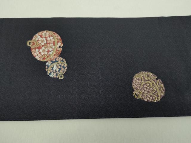 平和屋着物●九寸名古屋帯 京こばな 鈴花文 金糸 正絹 逸品 未使用 DAAU5515ps