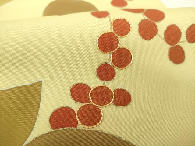 平和屋着物●九寸名古屋帯 駒刺繍 南天文 金彩 正絹 逸品 DAAU5517ps