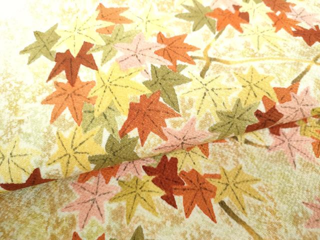 平和屋着物●つけ帯 楓文 鬼しぼ縮緬 正絹 逸品 DAAU5545ps